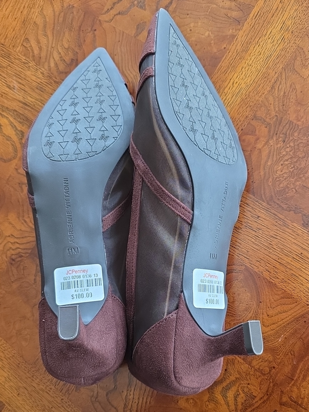 ADRIENNE VITTADINI Slew Women's Faux Suede Mesh Kitten Heels Pumps Brown 11M NEW - Picture 8 of 9